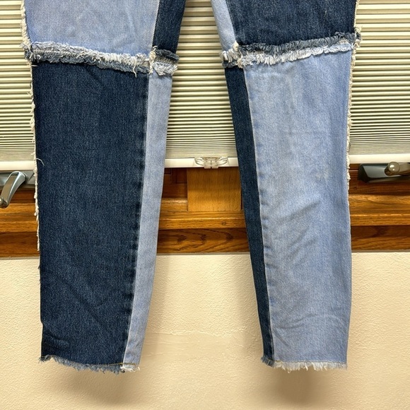 The Ragged Priest Quarter Panel Colorblock Mom Light Blue Indigo Jeans - Picture 9 of 12
